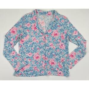Lilly Pulitzer Pajama Knit TOP Long Sleeve BLUE My Little PEONY XL - Top Only